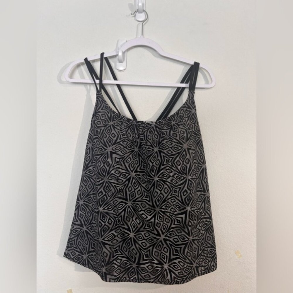 Merona Tankini Swim Top XL Black Padded Swimming Suit Top